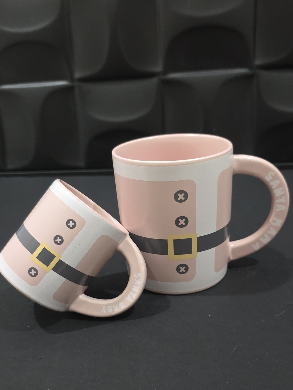 Holly & JOY Pink Santa Mama and Baby Ceramic Mug - Set of 2